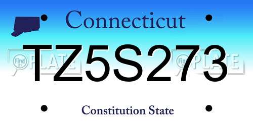 TZ5S273 Connecticut License Plate