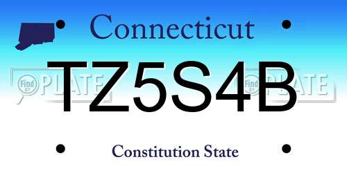 TZ5S4B Connecticut License Plate