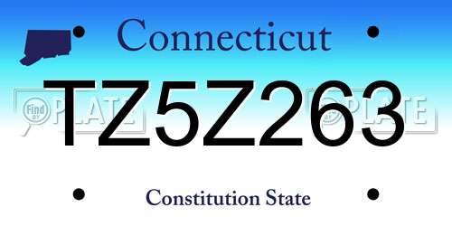 TZ5Z263 Connecticut License Plate