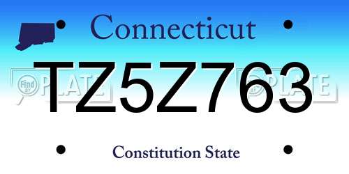 TZ5Z763 Connecticut License Plate