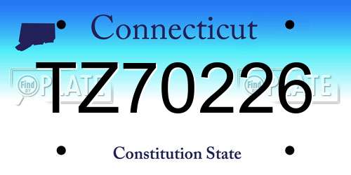 TZ70226 Connecticut License Plate