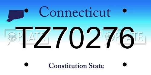 TZ70276 Connecticut License Plate