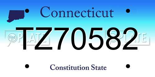 TZ70582 Connecticut License Plate