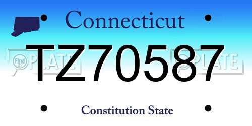 TZ70587 Connecticut License Plate
