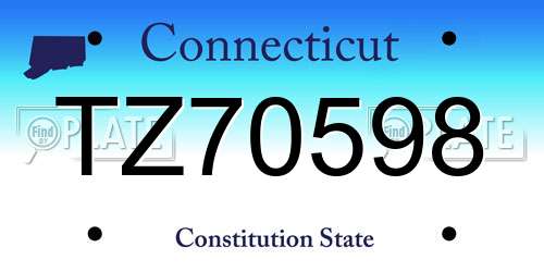 TZ70598 Connecticut License Plate