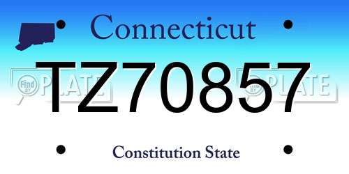 TZ70857 Connecticut License Plate