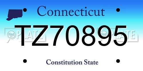 TZ70895 Connecticut License Plate