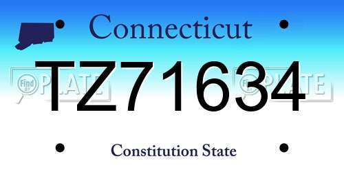 TZ71634 Connecticut License Plate