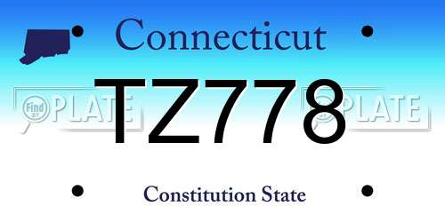 TZ778 Connecticut License Plate
