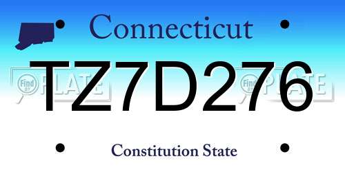 TZ7D276 Connecticut License Plate