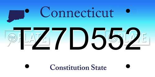 TZ7D552 Connecticut License Plate