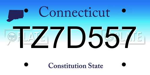 TZ7D557 Connecticut License Plate