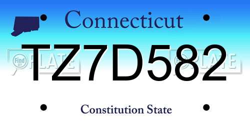 TZ7D582 Connecticut License Plate