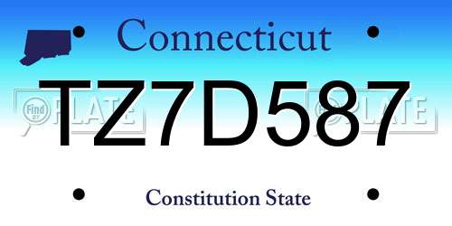 TZ7D587 Connecticut License Plate