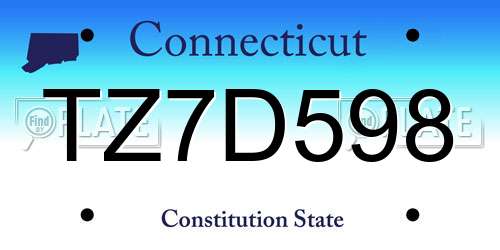 TZ7D598 Connecticut License Plate