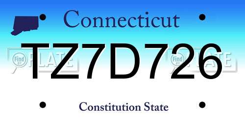 TZ7D726 Connecticut License Plate