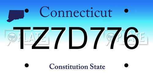 TZ7D776 Connecticut License Plate