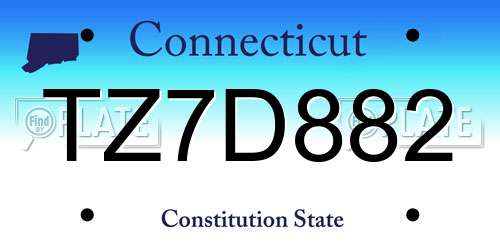 TZ7D882 Connecticut License Plate