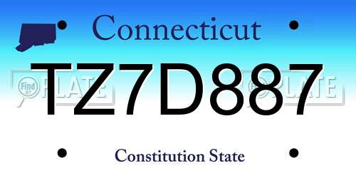 TZ7D887 Connecticut License Plate