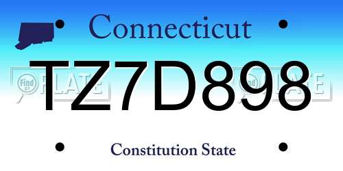 TZ7D898 Connecticut License Plate