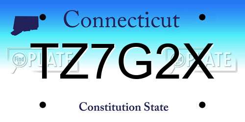 TZ7G2X Connecticut License Plate