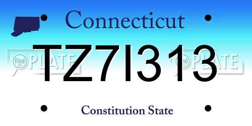 TZ7I313 Connecticut License Plate