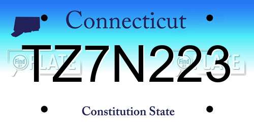 TZ7N223 Connecticut License Plate