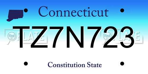 TZ7N723 Connecticut License Plate