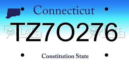 TZ7O276 Connecticut License Plate