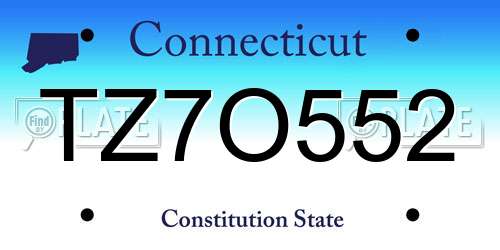 TZ7O552 Connecticut License Plate