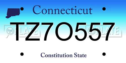 TZ7O557 Connecticut License Plate