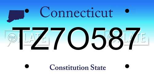 TZ7O587 Connecticut License Plate