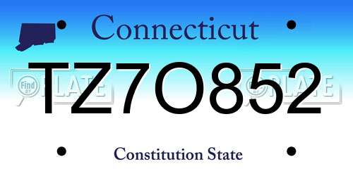 TZ7O852 Connecticut License Plate