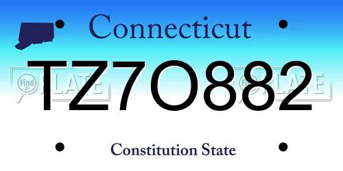 TZ7O882 Connecticut License Plate