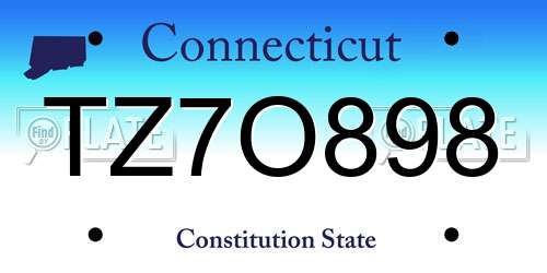 TZ7O898 Connecticut License Plate