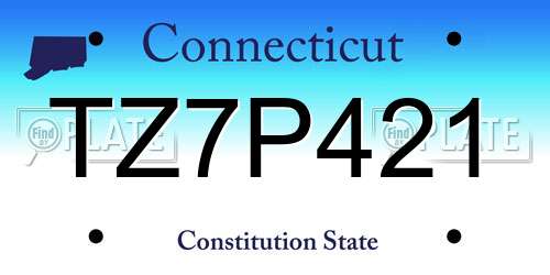 TZ7P421 Connecticut License Plate