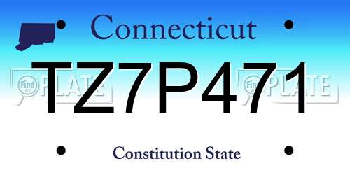 TZ7P471 Connecticut License Plate