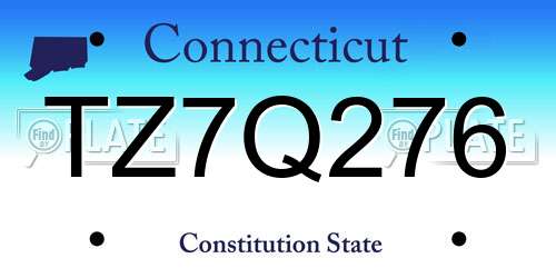 TZ7Q276 Connecticut License Plate