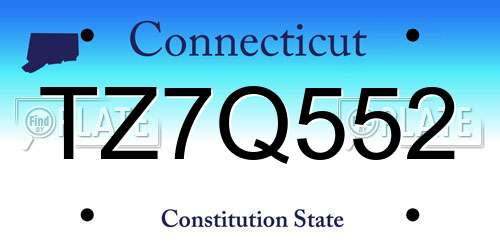 TZ7Q552 Connecticut License Plate