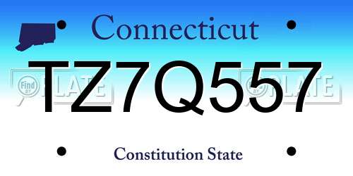 TZ7Q557 Connecticut License Plate
