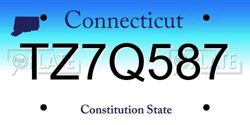 TZ7Q587 Connecticut License Plate