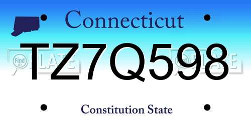 TZ7Q598 Connecticut License Plate