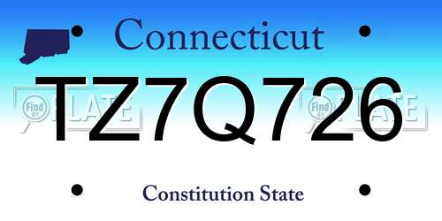TZ7Q726 Connecticut License Plate
