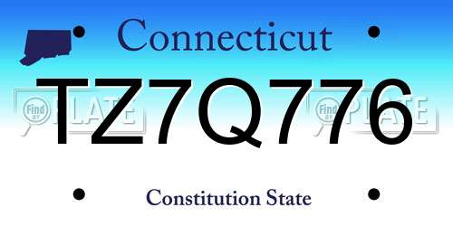 TZ7Q776 Connecticut License Plate