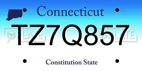 TZ7Q857 Connecticut License Plate