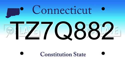 TZ7Q882 Connecticut License Plate