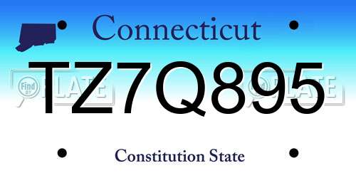 TZ7Q895 Connecticut License Plate