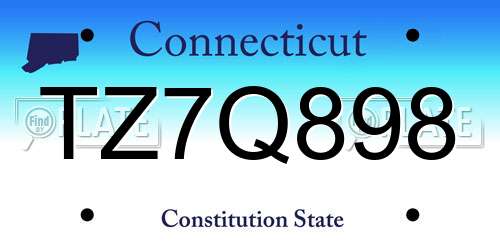 TZ7Q898 Connecticut License Plate