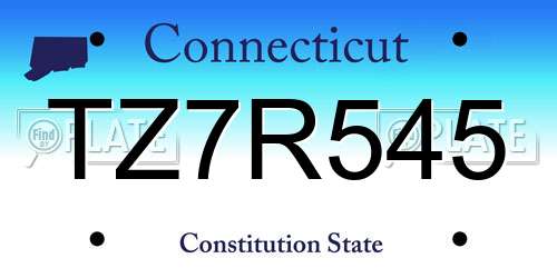 TZ7R545 Connecticut License Plate