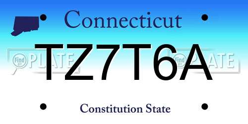 TZ7T6A Connecticut License Plate